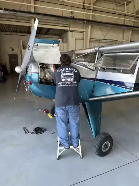 Engine work in progress at the Hangar13 shop